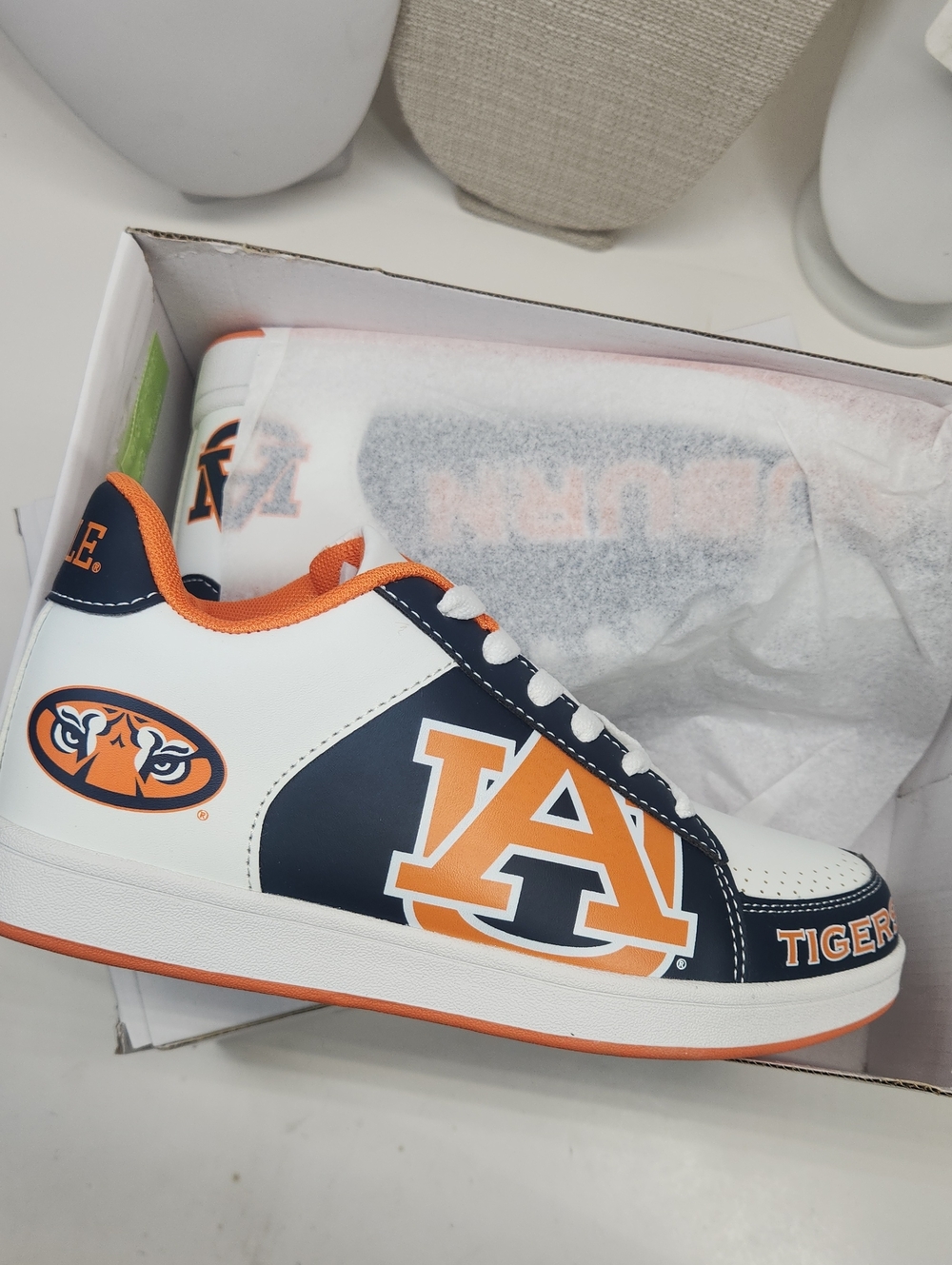 Auburn Tigers Women's White/Navy/Orange Athletic Sneakers